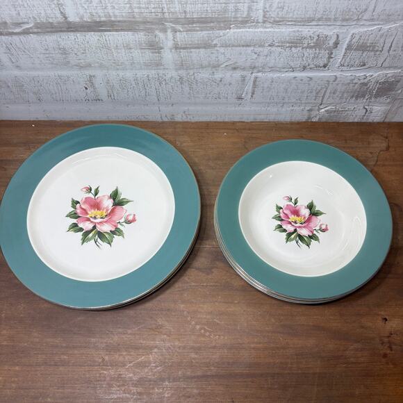 Vintage Homer Laughlin Century Green Plate/ Salad Bowl Set - Picture 3 of 8